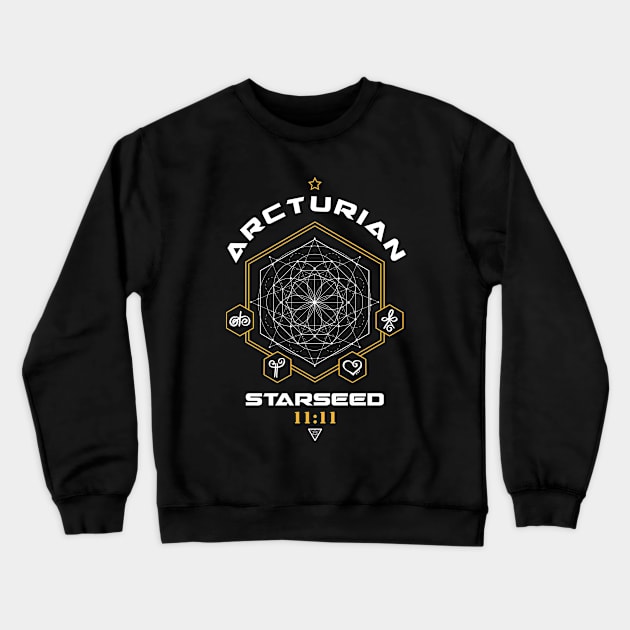 Arcturian Starseed Light Code Sacred Geometry 11:11 Crewneck Sweatshirt by LadyMoldavite